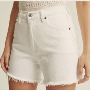 Abercrombie curve love dad High-Rise Cream Denim Cutoff Shorts
